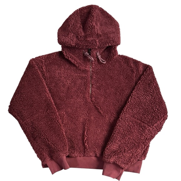 lululemon athletica Jackets & Blazers - Lululemon Warm Restore Oh So Sherpa Pullover 1/2 Zip Up Burgundy Women’s 10
